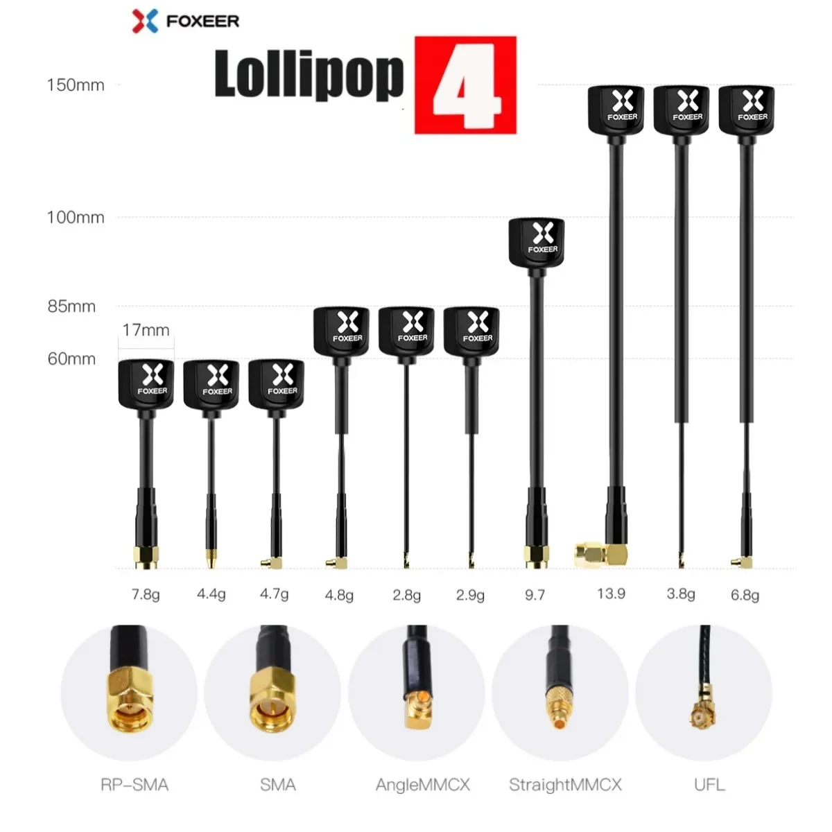 

1/шт Foxeer Lollipop 4 V4 FPV антенна 5,8G 2.6Dbi короткая RHCP/LHCP SMA RPSMA UFL прямая/угловая MMCX для FPV радиоуправляемого гоночного дрона
