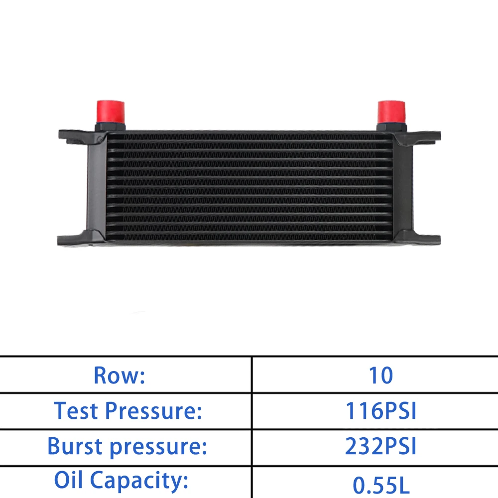 13 Rows Oil Cooler Kit 10AN Transmission Engine Cooler Oil Filter Sandwich Adapter Nylon Braided Hose Line Kit