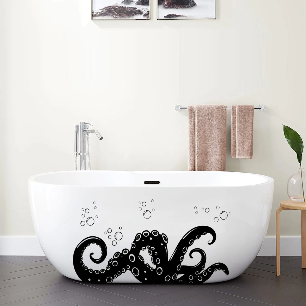 Wall Stickers Bathroom Bathtub Stickers Wall Stickers Black Octopus Tentacles Waterproof Self-Adhesive Bathtub Decorative