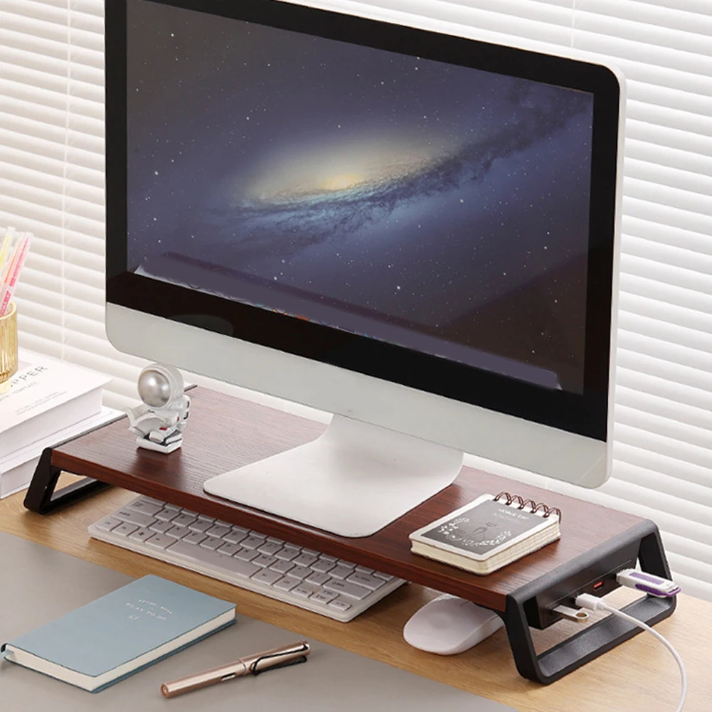 데스크탑 모니터 스탠드 모니터 높이 증가 데스크탑 스토리지 스탠드 인체공학적 목재 모니터 스탠드 사무실 가정 학교 용품