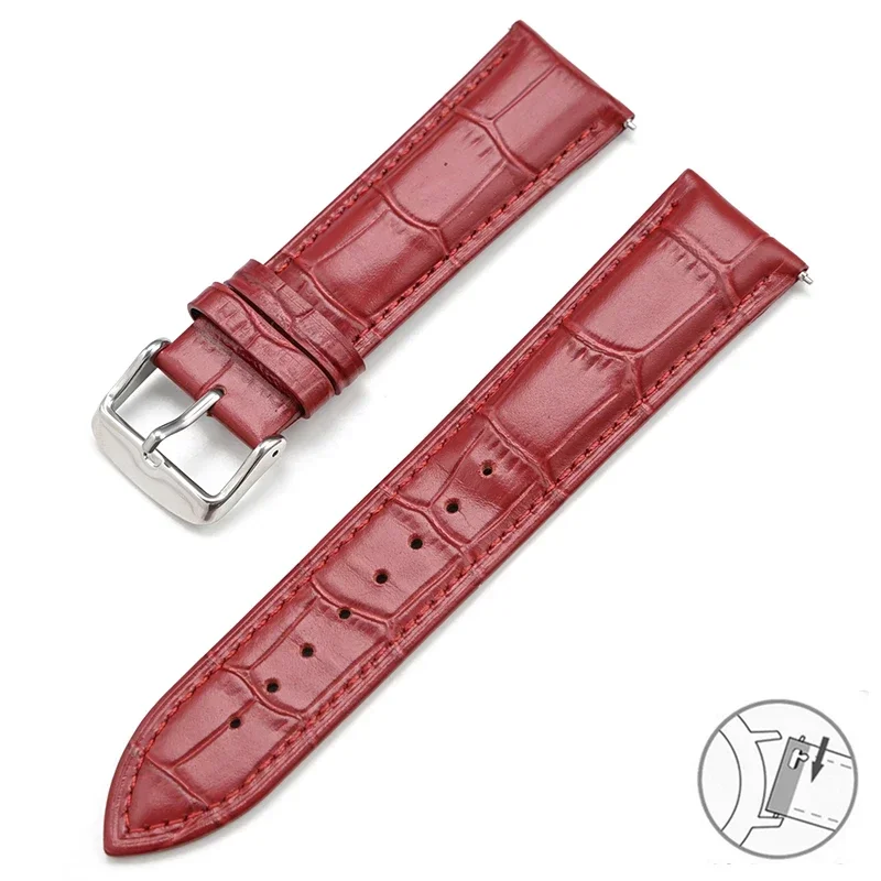 Premium Genuine Leather Quick Release Watch Band with Butterfly Buckle
