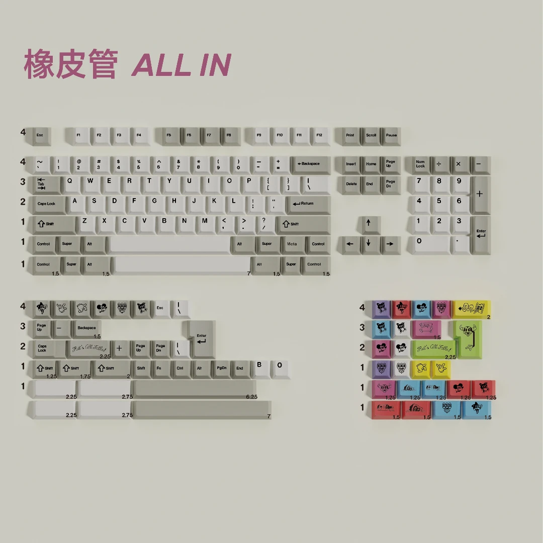 GMK CYL 루브레호스 키캡 PBT 5면 염료승화 키캡 체리 프로파일 키캡 (앨리스 더블 B 스플릿 7U 스페이스바용)