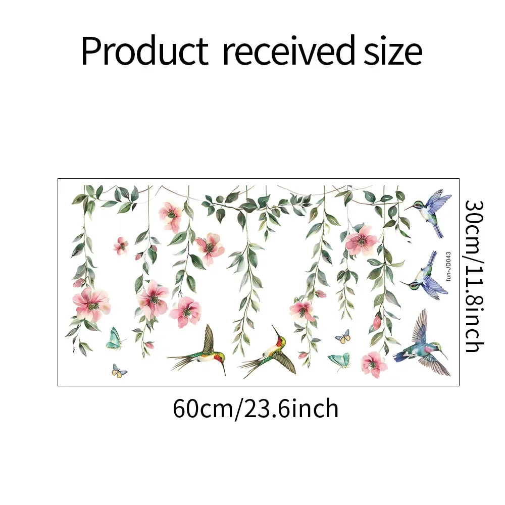 1PCS Green Plants Flowers Vines Birds Glass Windows Home Landscaping Decoration Electrostatic Uv Window Stickers
