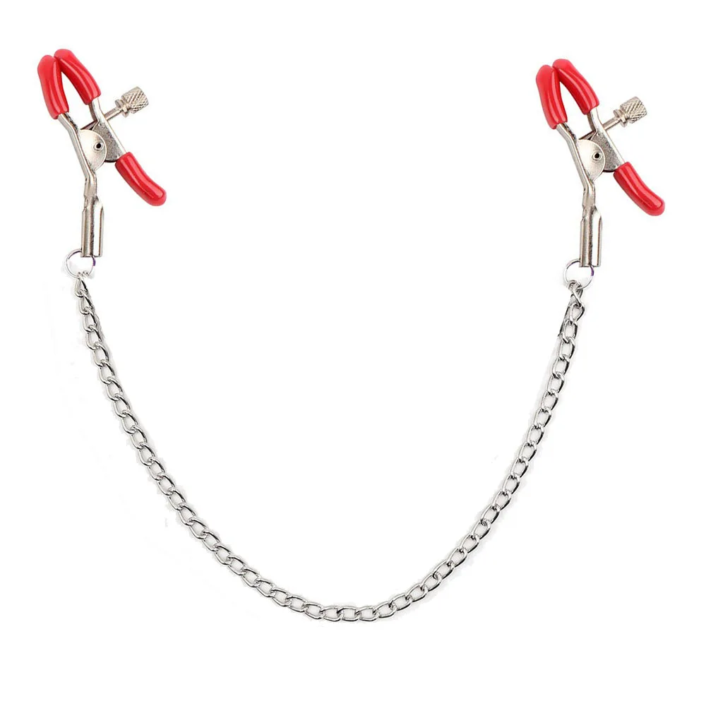 1 Pair Nipple Clamp with Chain Nipple Clips BDSM toy Kink Fetish Erotic wear Body Clamps Bondage nipple clamp