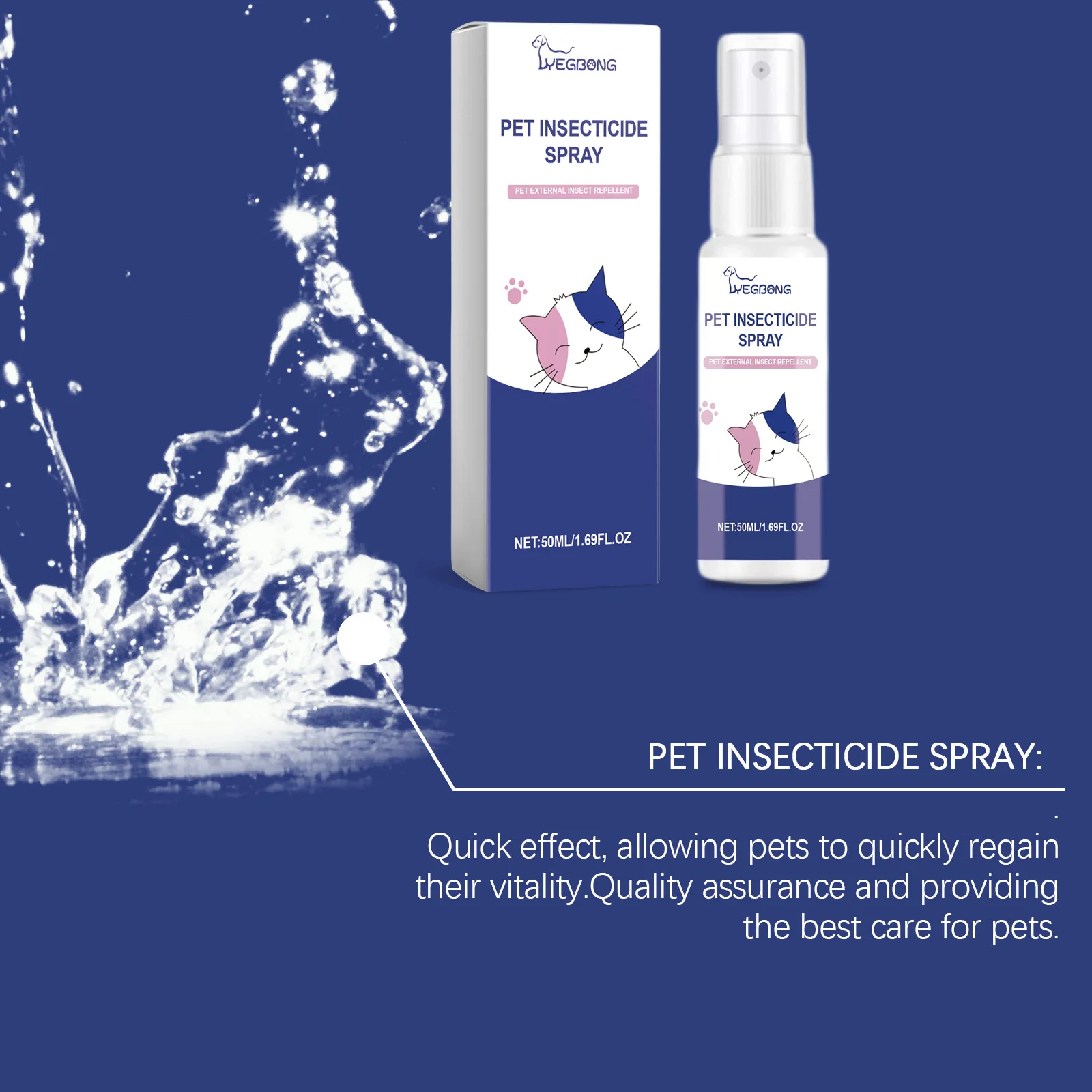 YEGBONG Pet Deodorant Spray, Cat and Dog Flea Liquid Deodorant Body Spray