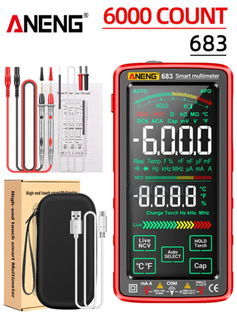 ANENG 683 Ʈ Ƽ   6000 īƮ  ÷ ũ AC/DC   ׽   ̿ ׽ , Ʈ Ƽ , AC/DC   ׽