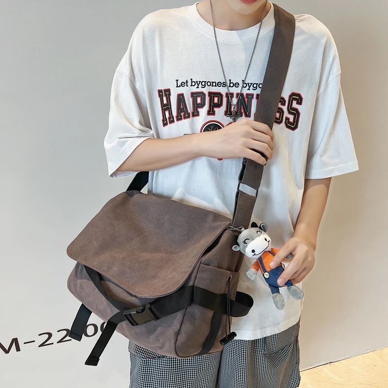 Vintage Canvas Messenger Bag for Men Women Crossbody Bag Satchel Shoulder  Bag Harajuku Streetwear