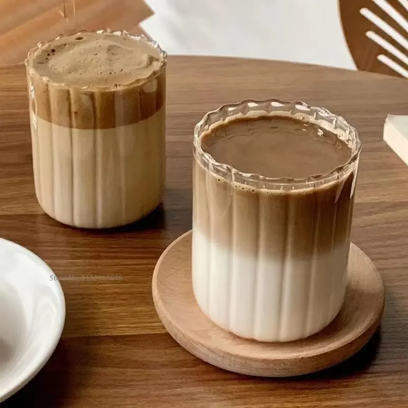 Description Picture 5 of itemJapanese Style Stripe Drinking Glasses Transparent Coffee Cup Wine glass Water Milk Glasses Drinkware Tea Shot Glass Yogurt Cup