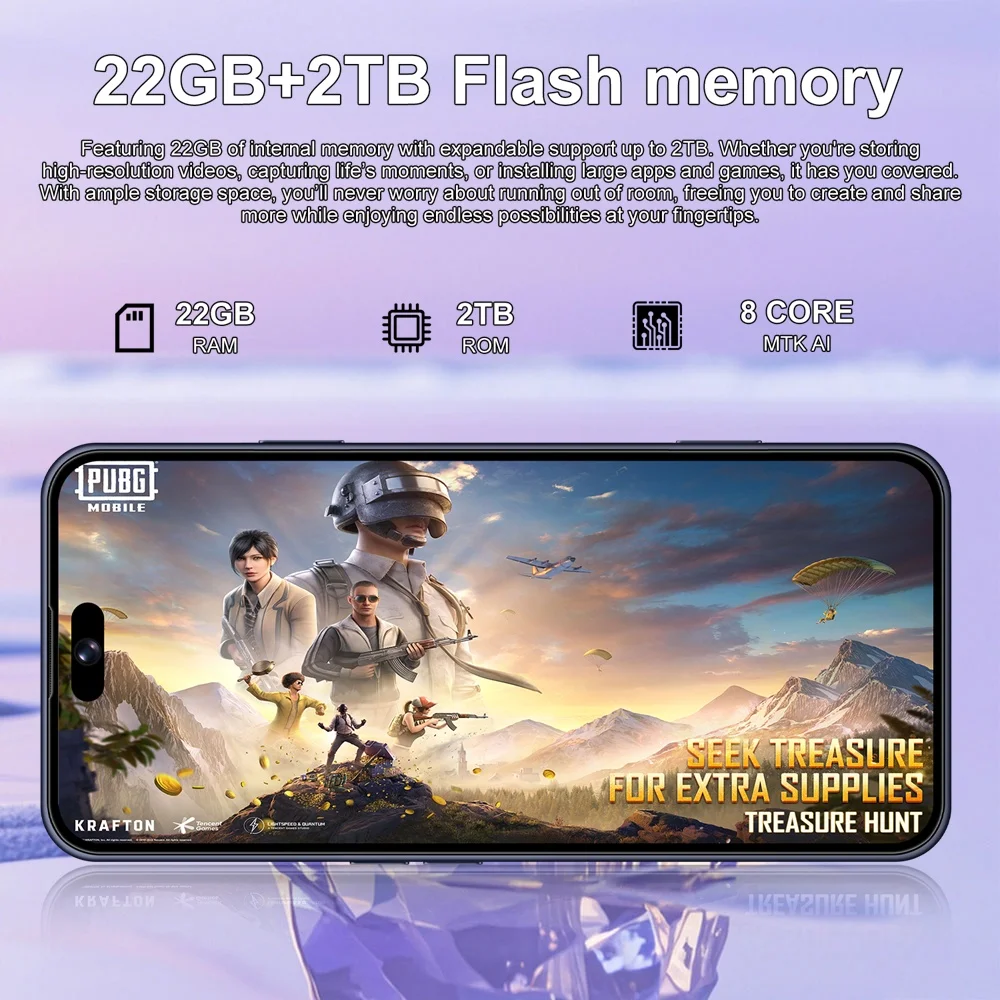 K-Touch Mobile Phones For 17 Pro Max Smartphone Android 5G Cell Phone 22GB RAM 2TB ROM 7.3 Inch HD Full Display 7800mAh Battery 48MP Camera Face Recognition 5G Dual SIM Unlocked Android 15 Smartphone