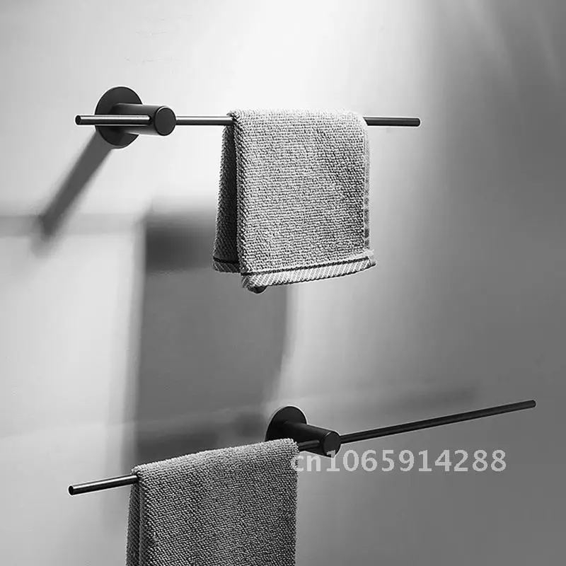Wall Gold 304 Stainless Steel Bathroom Towel Bar Shower Hanging Rack Black/Brushed Mounted Single Towel Rod Mobile Rack