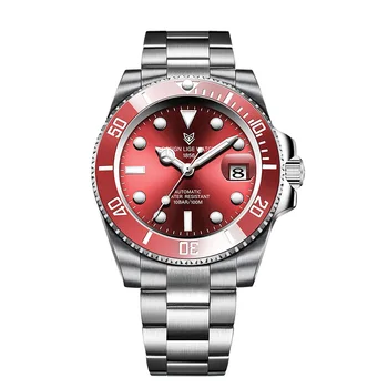 Men Automatic Mechanical Tourbillon Clock Fashion Sport Diving Watch 100ATM Waterproof Luminous Watches