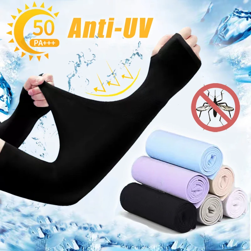 Ice Sleeve Men's Sunscreen Sleeves Women's Summer UV Protection Long Gloves Ice Silk Riding Arm Protection Thin Outdoor Sleeves