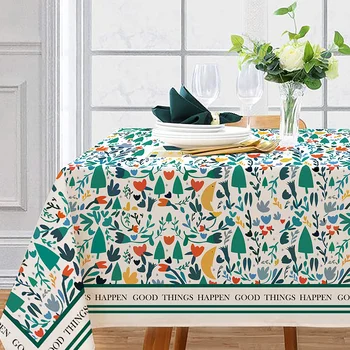 Table Cloth Cotton Linen Plyester Fiber Blending Desk Cover American Style Kitchen Decor Tablecloth Party Decoration For Dining