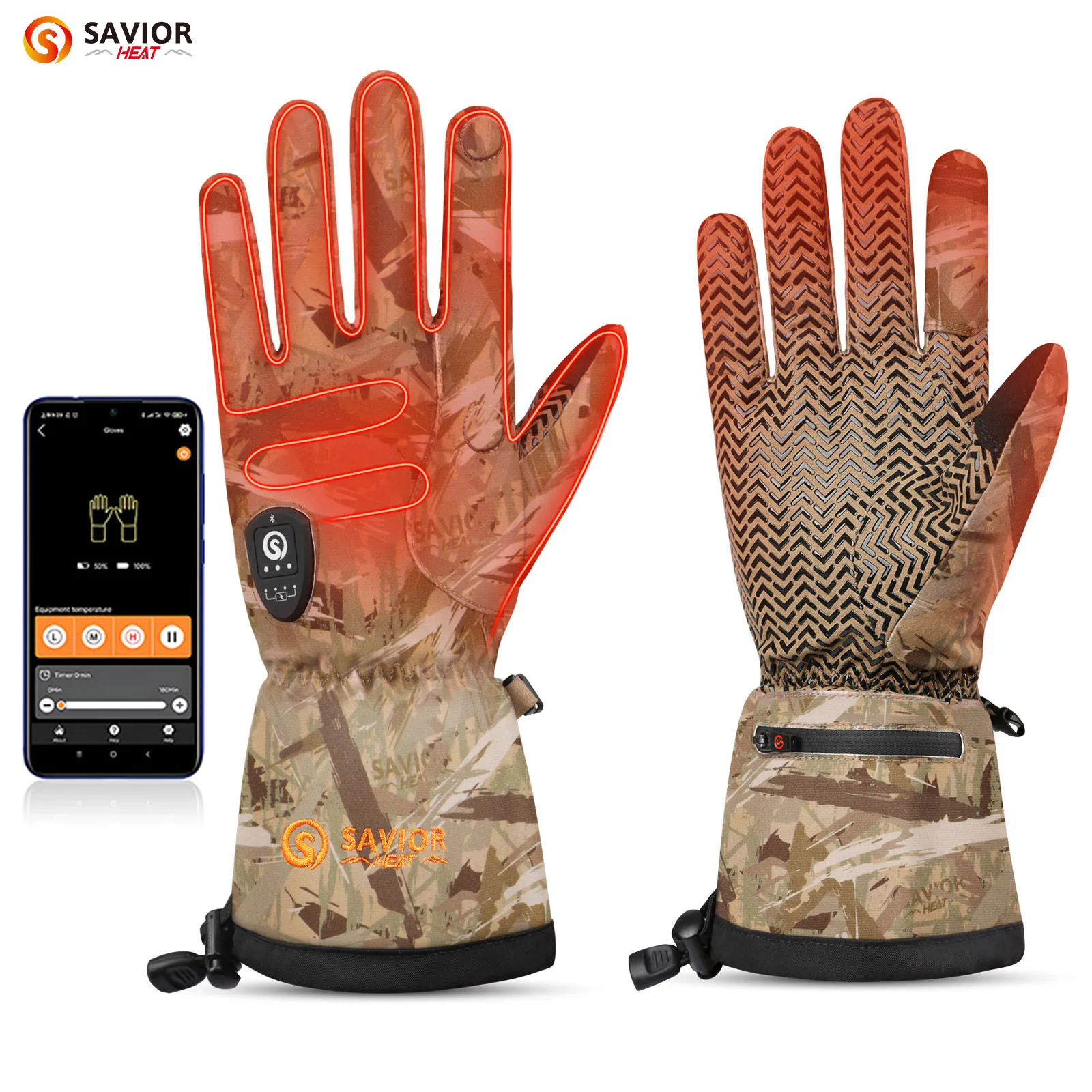 Savior Heated Hunting Gloves Winter Fishing Bluetooth Gloves 3000mAh Windproof Warm Touch Screen For Skiing Outdoor Hiking