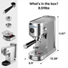 20 Bar Espresso Machine with Milk Frothing System, Stainless Steel, Silver, New 5