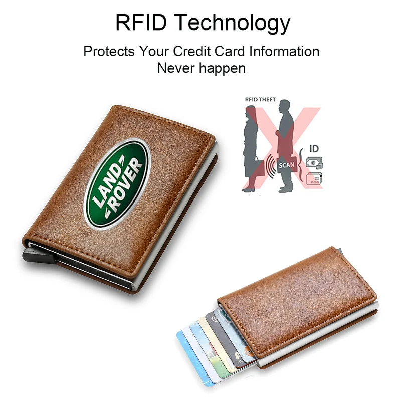 Carbon Fiber Leather Rfid Card Holder Pocket Men Wallets Money Bag For land rover defender freelander discovery evoque 2012 2014