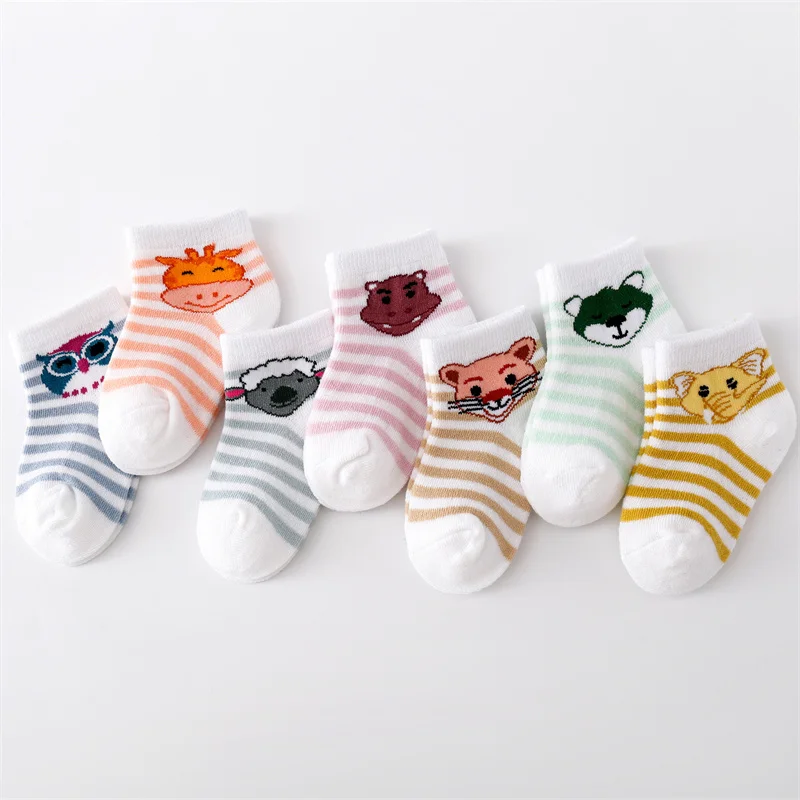 Baby Socks Lawadka 7Pairs/set Summer Mesh Thin Newborn Boys Girls Cotton Cartoon 0-24Month
