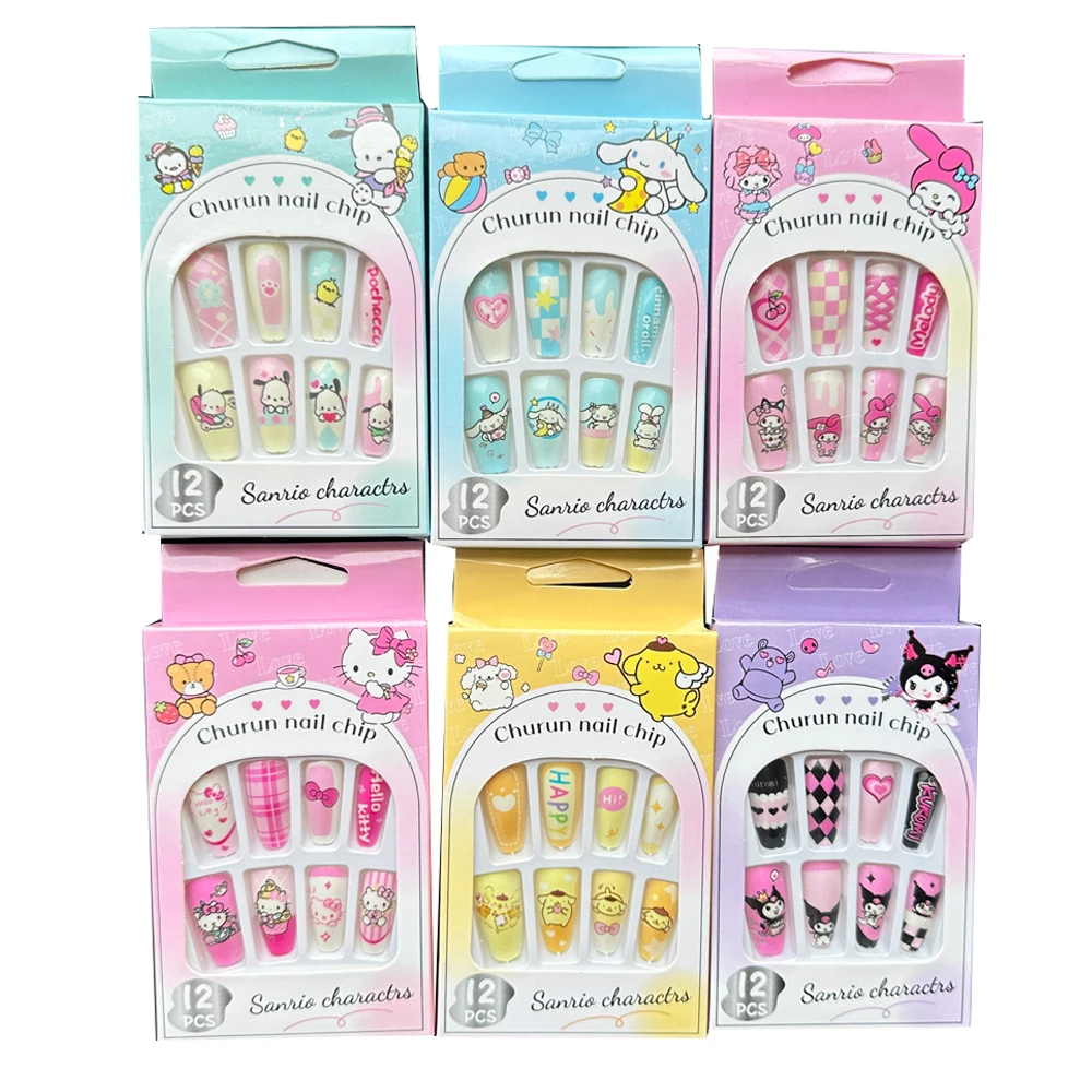 6 ボックス/セットかわいいサンリオシリーズネイルチップ