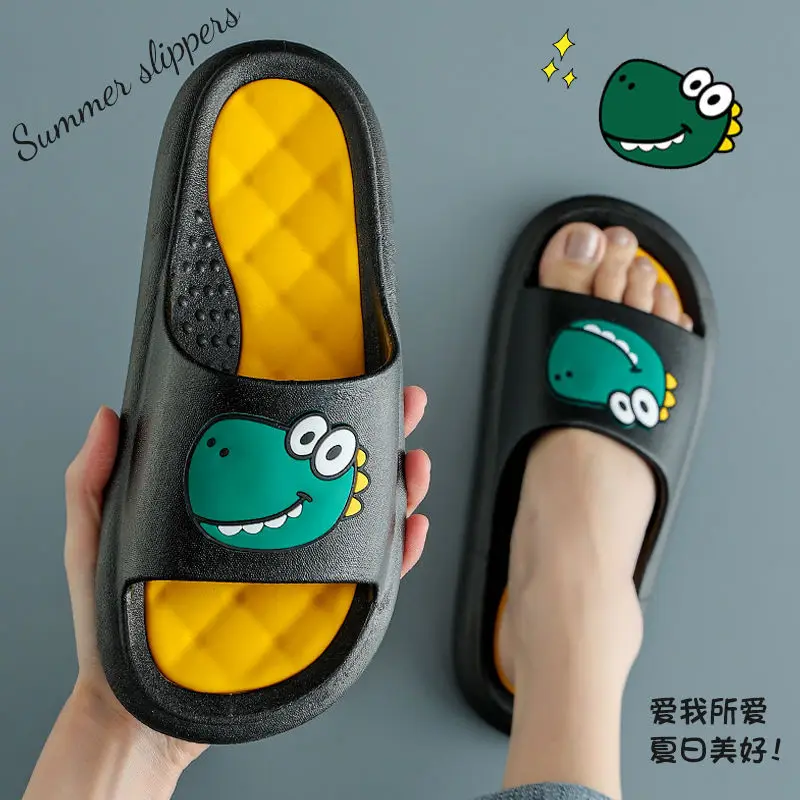 

Summer Slippers Female Couple Cartoon Home Antiskid Wear-resistant Light Odor Proof Soft Bottom Bathroom Slippers Male Non-slip