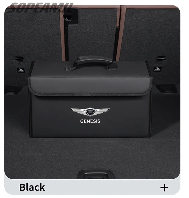 Auto Carbon Faser Leder Stamm Lagerung Box Faltbare Verstauen Aufräumen Tasche Für Genesis G70 G80 G90 GV60 GV70 GV80 GV90 Mint EVG80 – Detail 21