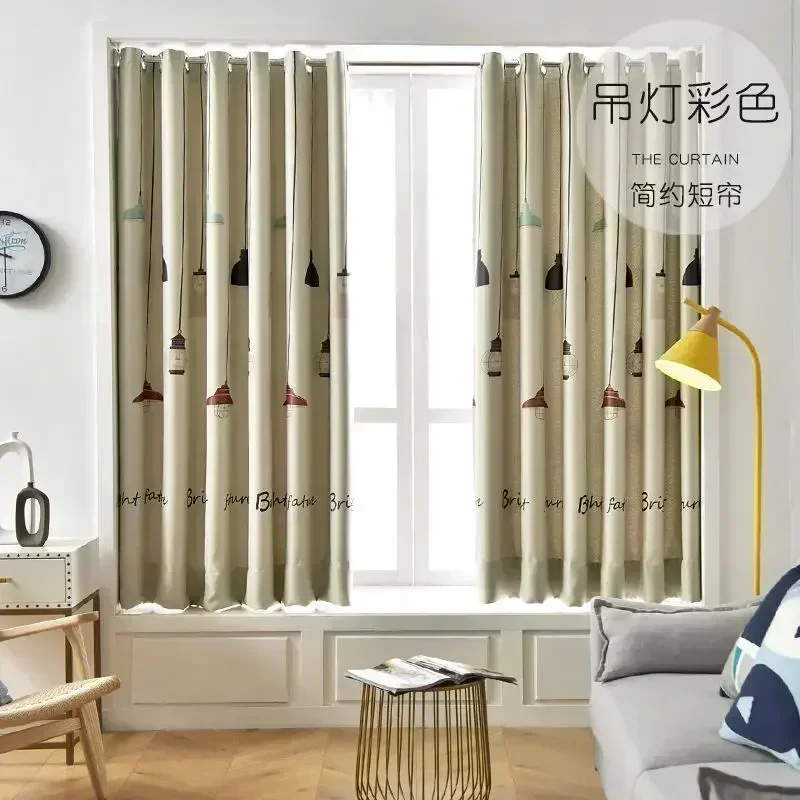 

20628-STB- Country Curtains for Living room bedroom Cotton Linen Green Window Birds Branch Printed Window Blackout French Drapes
