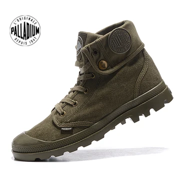 PALLADIUM 남성용 앵클 부츠, 솔리드 캔버스, 플랩 칼라, 발가락, 대학 스타일 패션, Chaussure Hommes 기능 캔버스 신발