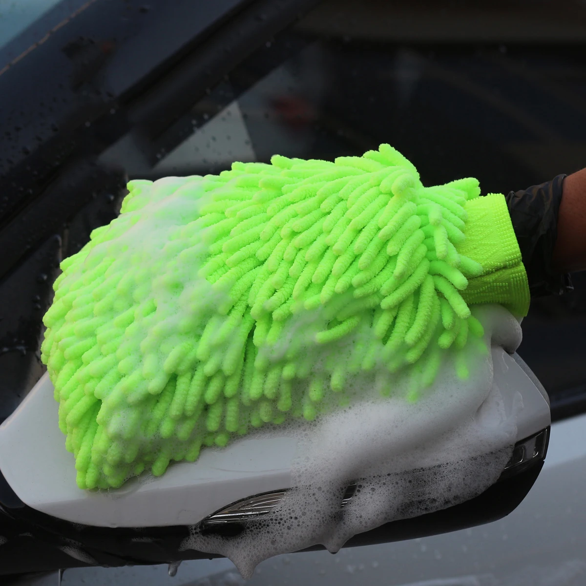 Chenille car wash special gloves double-sided coral insect car cleaning gloves plush bear paw cleaning tools supplies