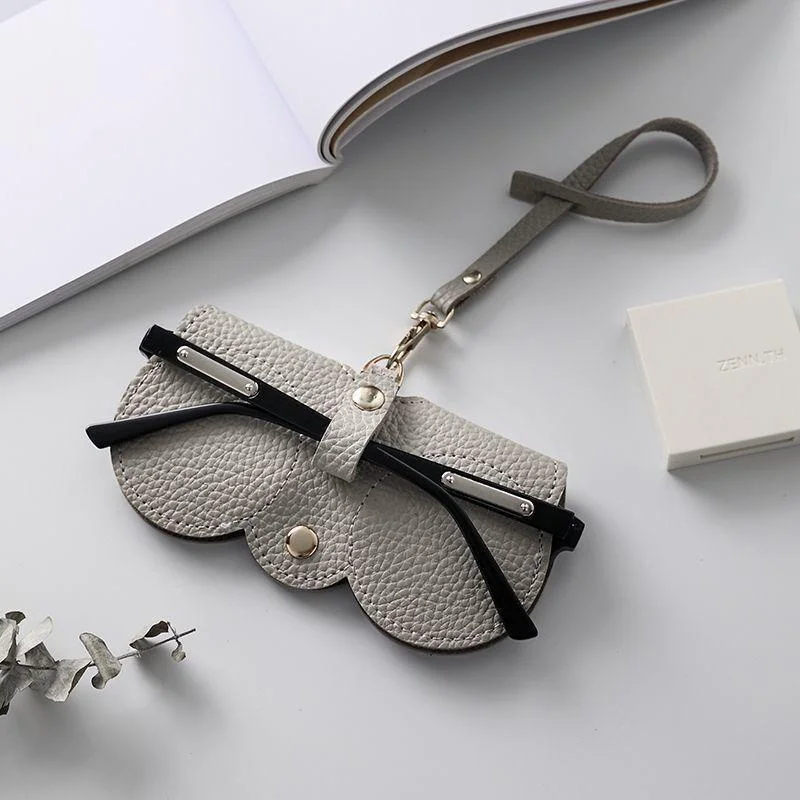 Chic Embossed PU Leather Sunglasses Storage Bag - Portable Eyewear Holder