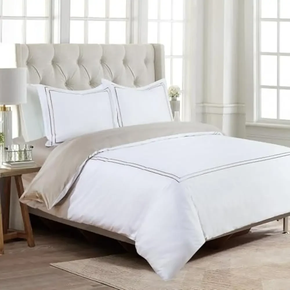 6-Piece Cotton Sateen Queen Size Duvet Bedding Set with Premium Quality 400TC Flora Hotel Collection Breathable Cozy and Luxury