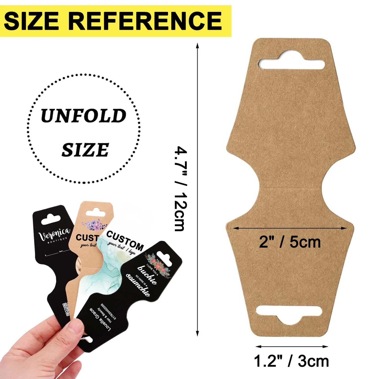 Fold Over Necklace Jewelry Display Cards Personalized Gift Wrapping Bags Labels Kraft White Black Paper Price Tags clothing labels