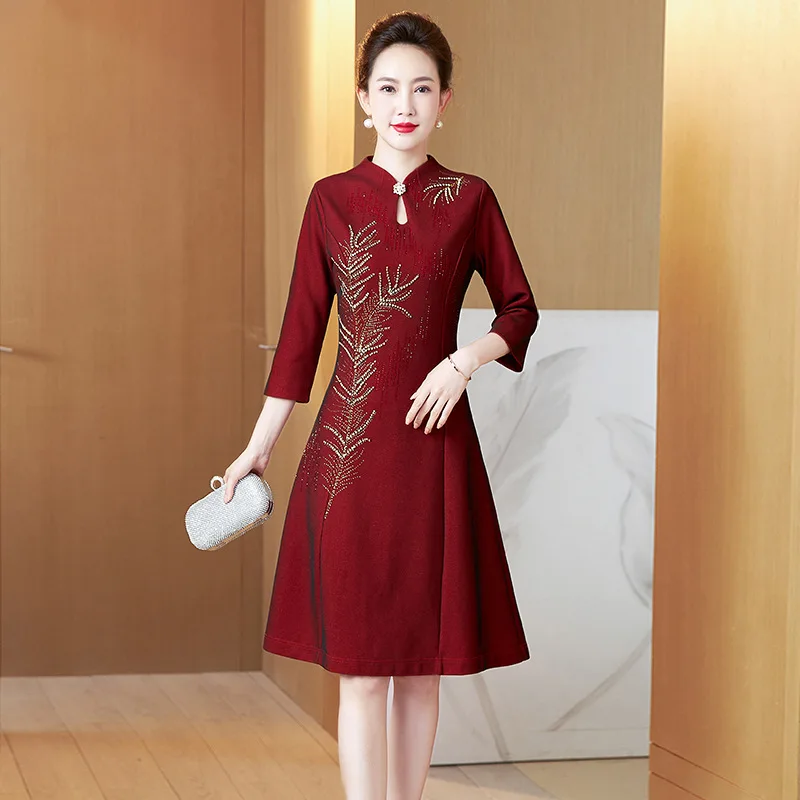 

Благородное платье Чонсам Yourqipao для матери невесты, Осень-зима 2024, платье для гостей свадьбы, Женские китайские вечерние платья