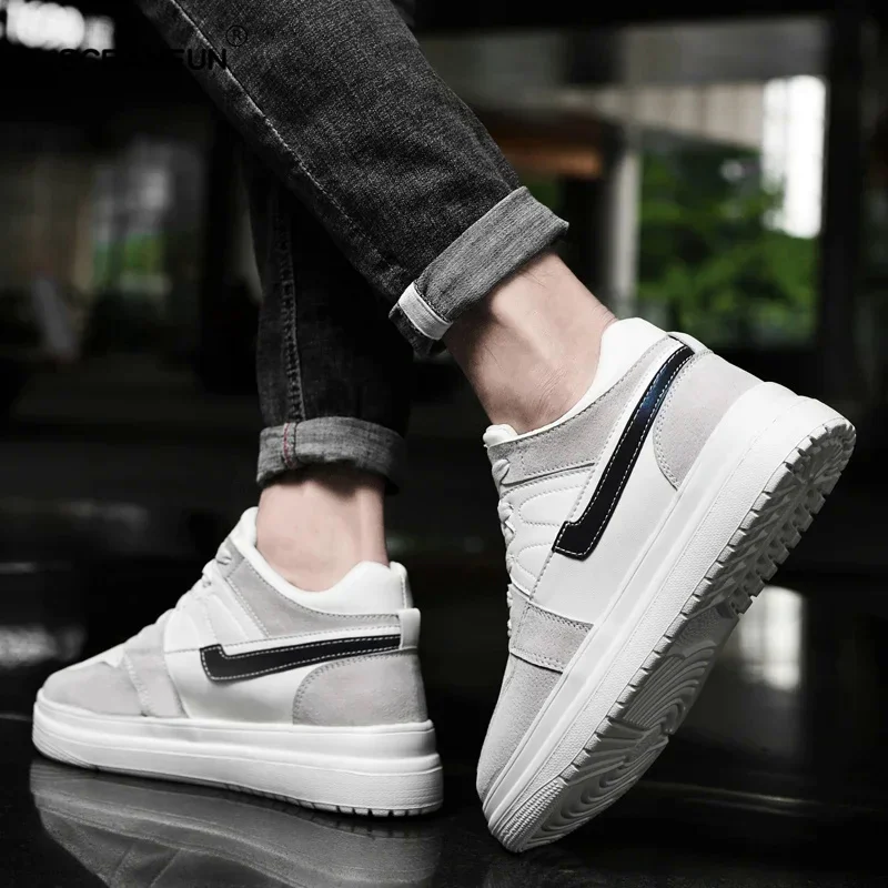 Genuine Leather height increasing elevator shoes men Woman increase shoes 6cm 8cm man sneakers sport casual shoes casual 4