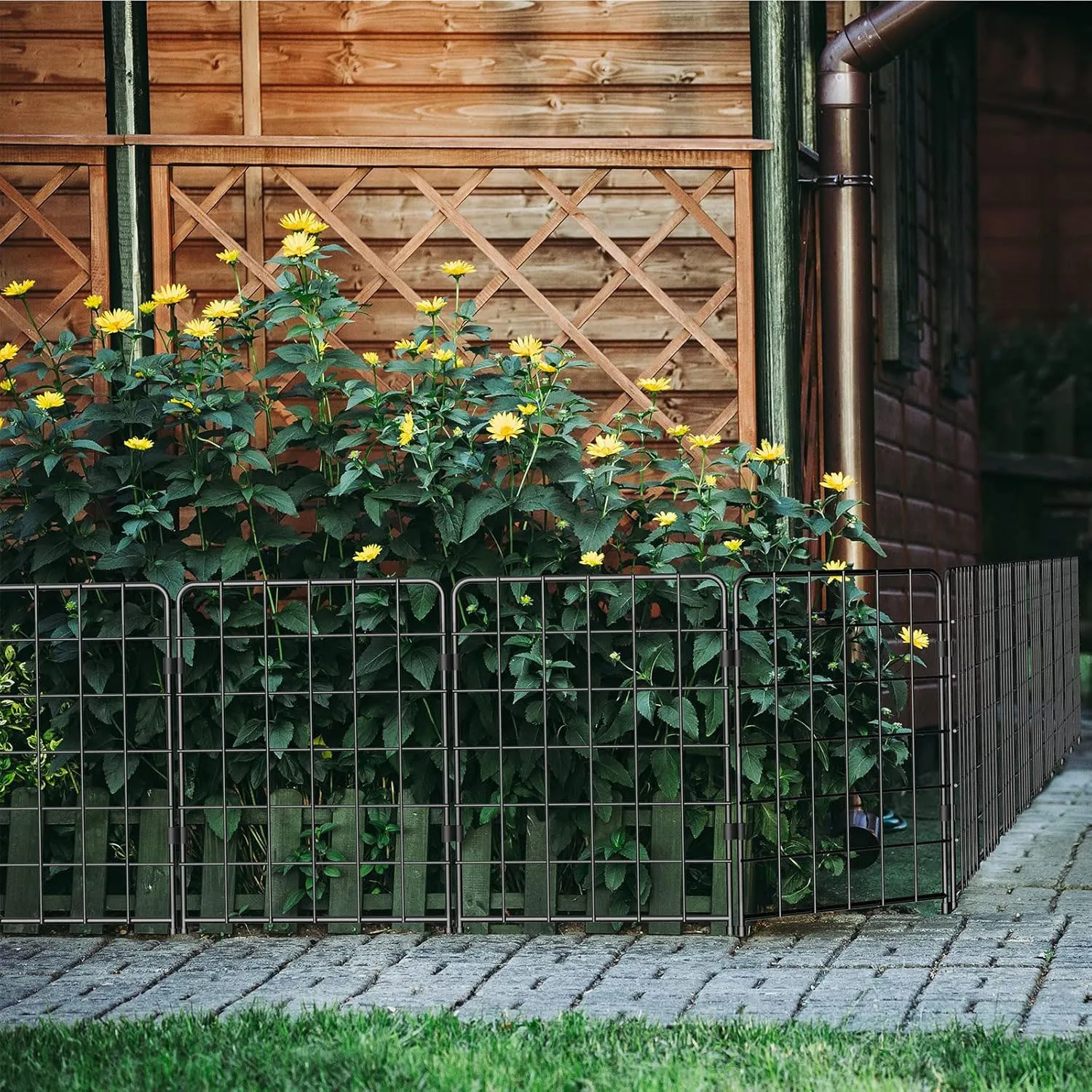 Mesh Garden Fence 10 Pack, 24" H x 10' L Animal Barrier, Rust-Proof Metal Fence for Dogs & Rabbits, Garden Edge Border for Yard