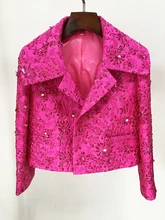  HIGH STREET Newest 2024 Star Style Designer Jacket Women's Beaded Floral Jacquard Trimmed Jacket 