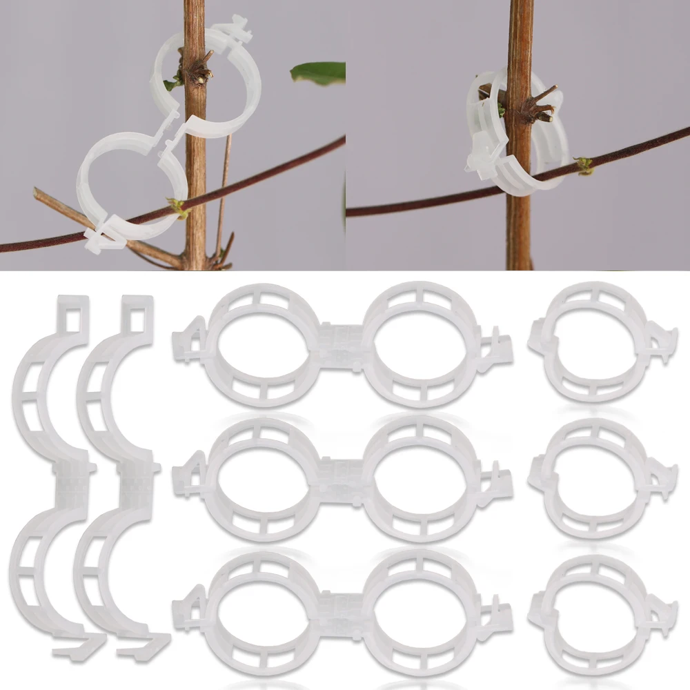 20-1000PCS Transparant White Garden Plants Stems Clip Tied Bundle Branch Clamp for Vines Binding Tools Tomato Vegetables Clip