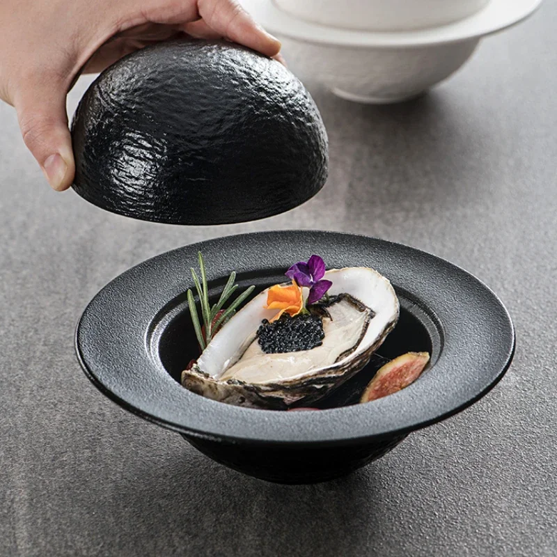 Ceramic Rock-patterned Stew Cup Soup Cup Bowl Hotel Restaurant Tableware Sea Cucumber Abalone Creative Planet Dessert Bowl