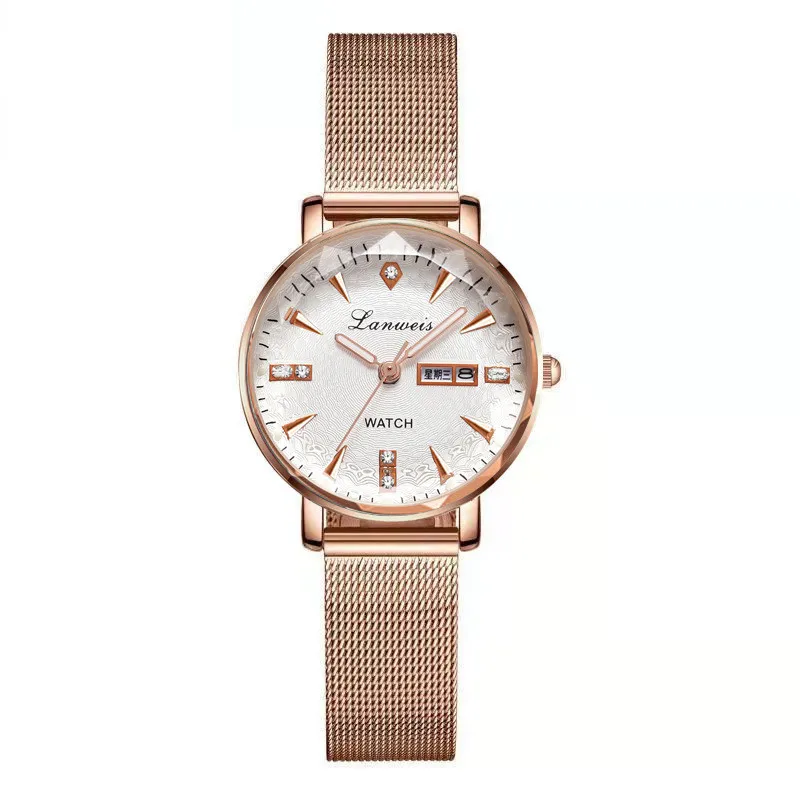 Elegant Women’s Watch with Calendar – Ultra-Slim Mesh Band & Luminous Dial for Work or Daily Use