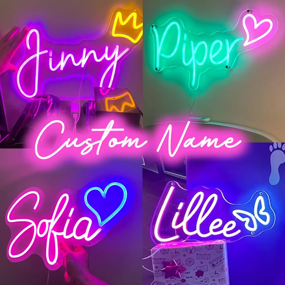 Custom Name Neon Sign Personalized Dimmable Neon Light Sign Christmas Birthday Gifts Boy Girl Bedroom Decor Wall Hanging Neon