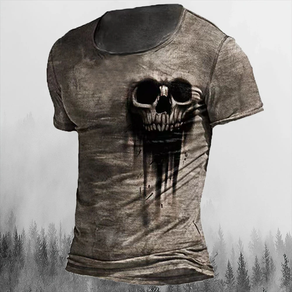 Skull Graphic Polyester T Shirt Mens Biker Gothic Grunge Skater Tee XXS-5XL
