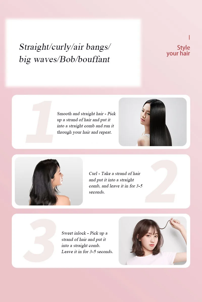 Description Picture 5 of itemLCD USB Charging Hair Straightening Brush Portable Anion Intelligent Temperature Control Curler Straight Styler