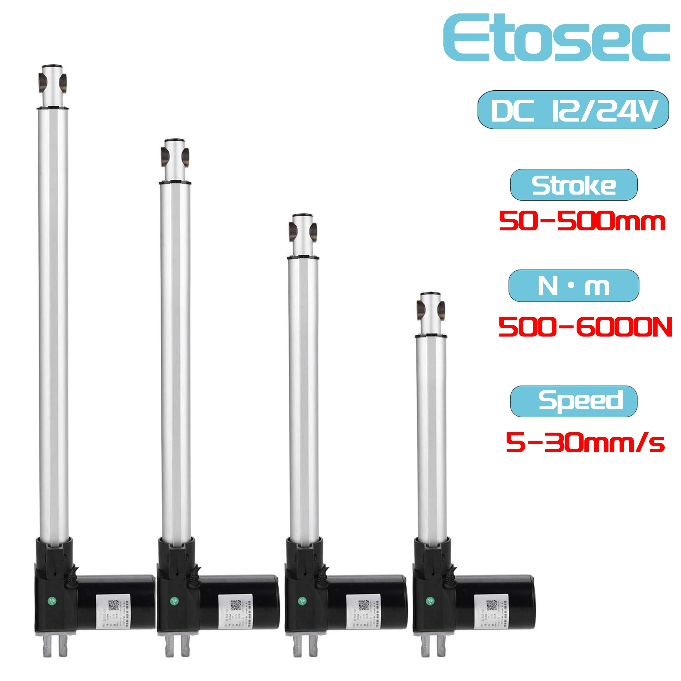 Etosec 저소음 선형 액추에이터, 선형 드라이브, 선형 모터, 30 mm/s 속도..