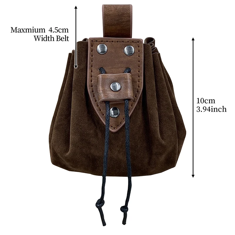 Medieval Vintage Waist Bag Hanging Belt Coin Purse Faux Leather Cosplay Medieval Pocket Money Bag
