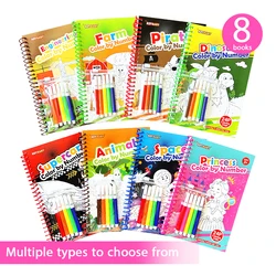 Vibrant Art Adventure: Themed Coloring Book with Watercolor Pens - Set of 8 Book