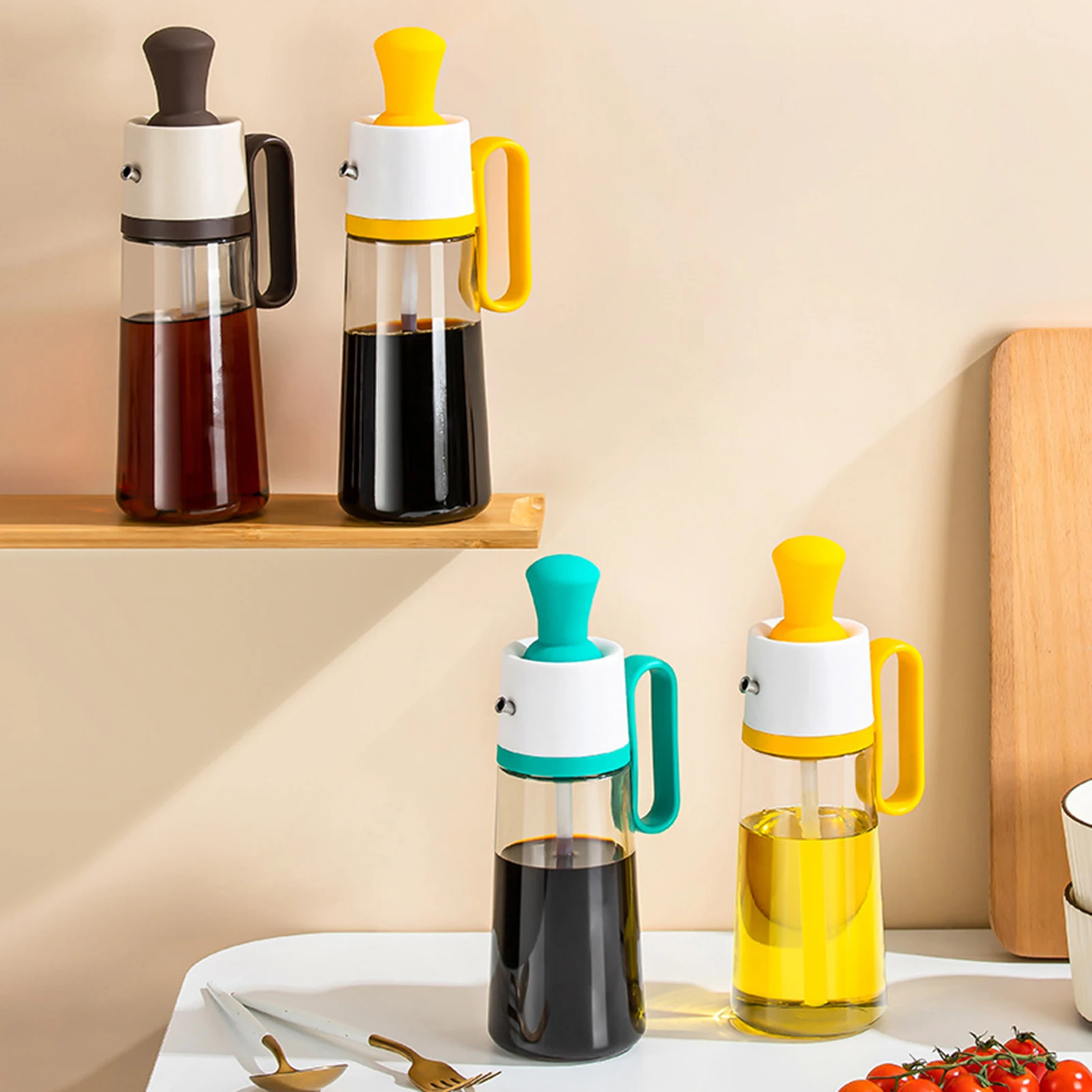 Kitchen Oil Bottle Silicone Glass Oil Container With Brush Barbecue