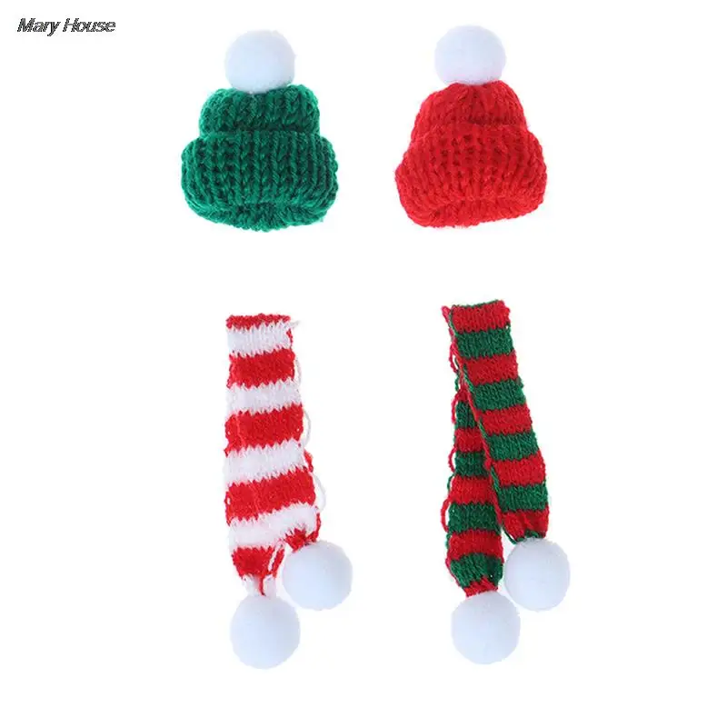 Doll Clothes Set 2Pcs Xmas Mini Scarf Hat Decor Doll Clothes Accessory Christmas Party Ornament