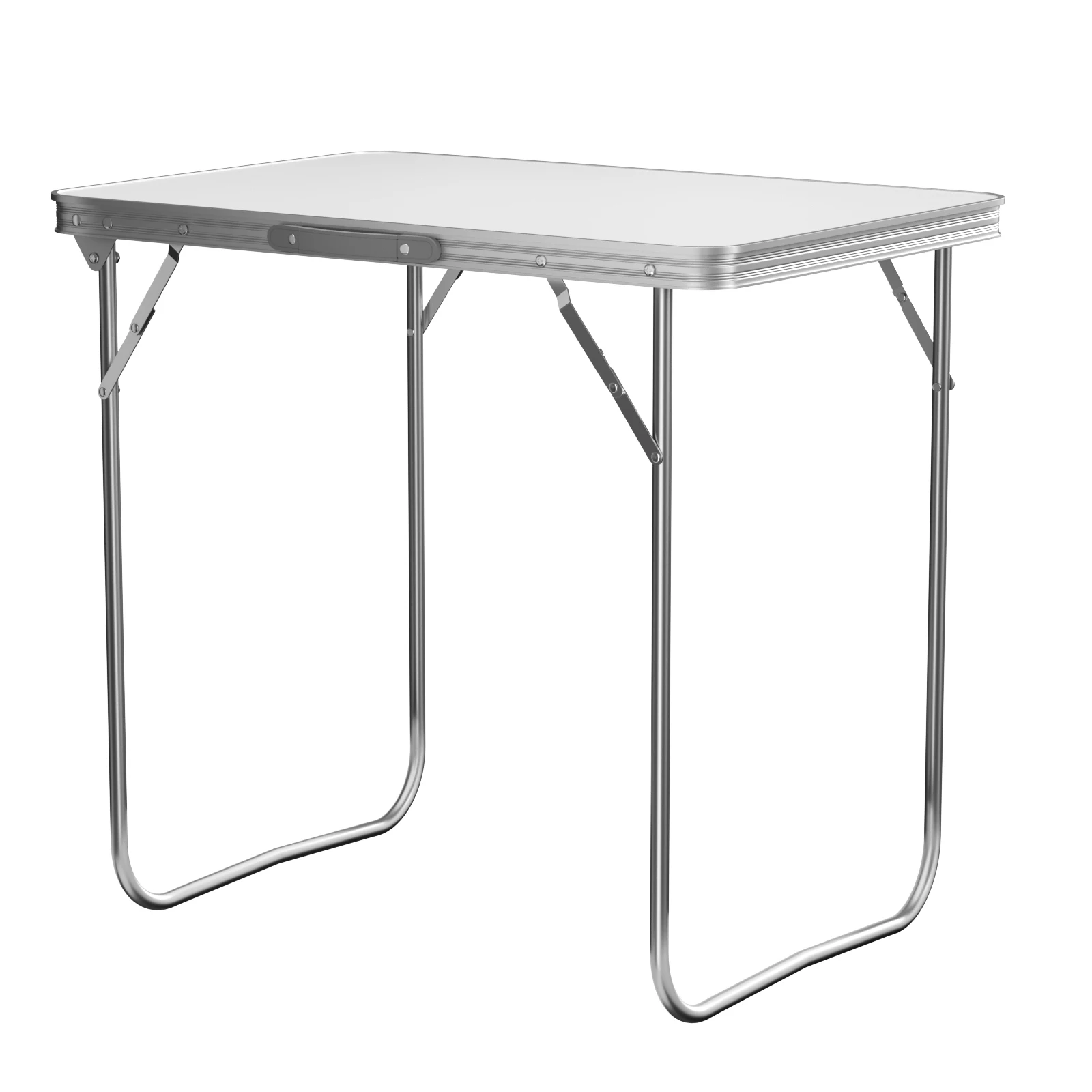 Camping Table Folding Table 120 x 60 cm Height Adjustable 55/62/70 cm Folding Table with Aluminium Frame White