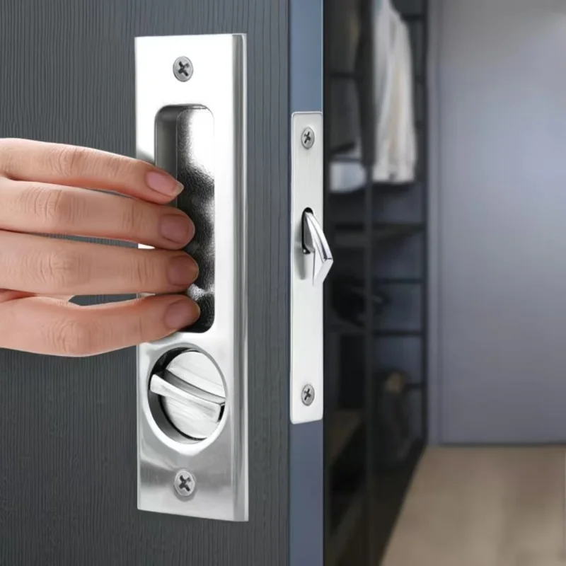 ล็อคประตูแบบซ่อน ล็อคประตูบานเลื่อนไม้ระเบียง พร้อมกุญแจ สำหรับห้องครัว ห้องนอน ประตูบานเลื่อน พร้อมตะขอในตัว 1