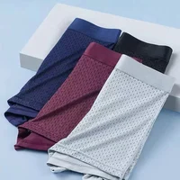 5 pièces/sous-vêtements pour hommes été glace sous-vêtements en soie grande taille culotte Cool respirant Sexy Boxer culotte maille sous-vêtement confort L-5XL 3