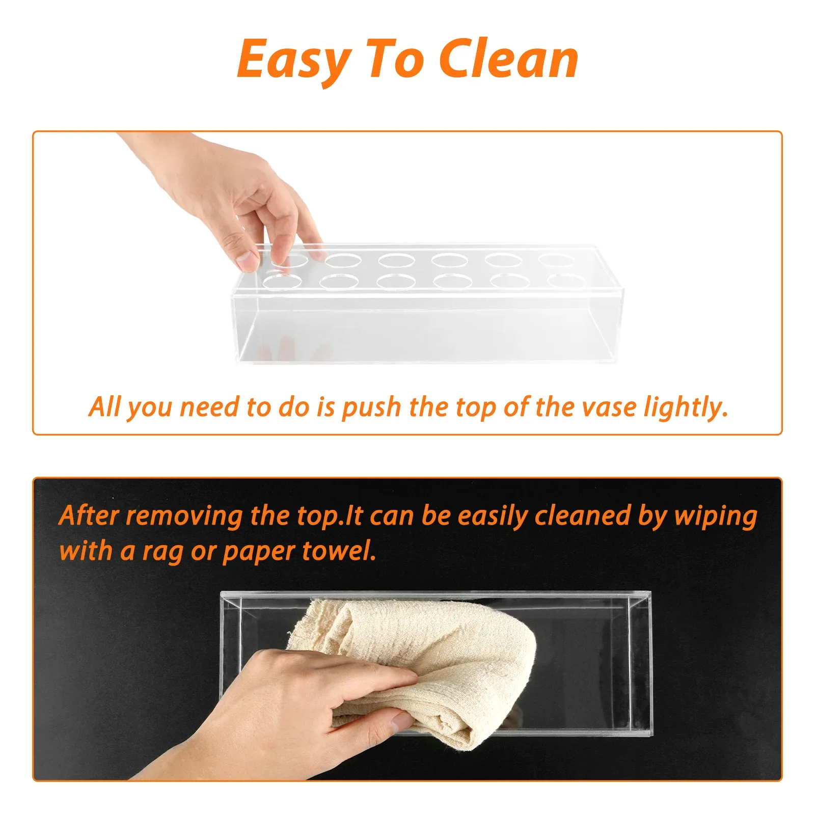 Acrylic Flower Vase Clear Rectangular Floral Vase Decorative 12inch Long Oblong Rectangle Floral Centerpiecet Home Decor