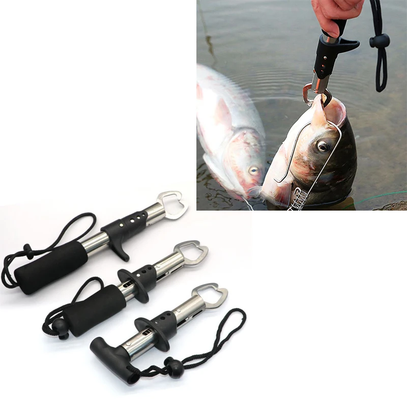 1PC Portable Fishing Gripper Fishing Lip Grip Stainless Steel Fish Lip Grip  Handle Grab Carp Fishing Tools Fishing Accessories
